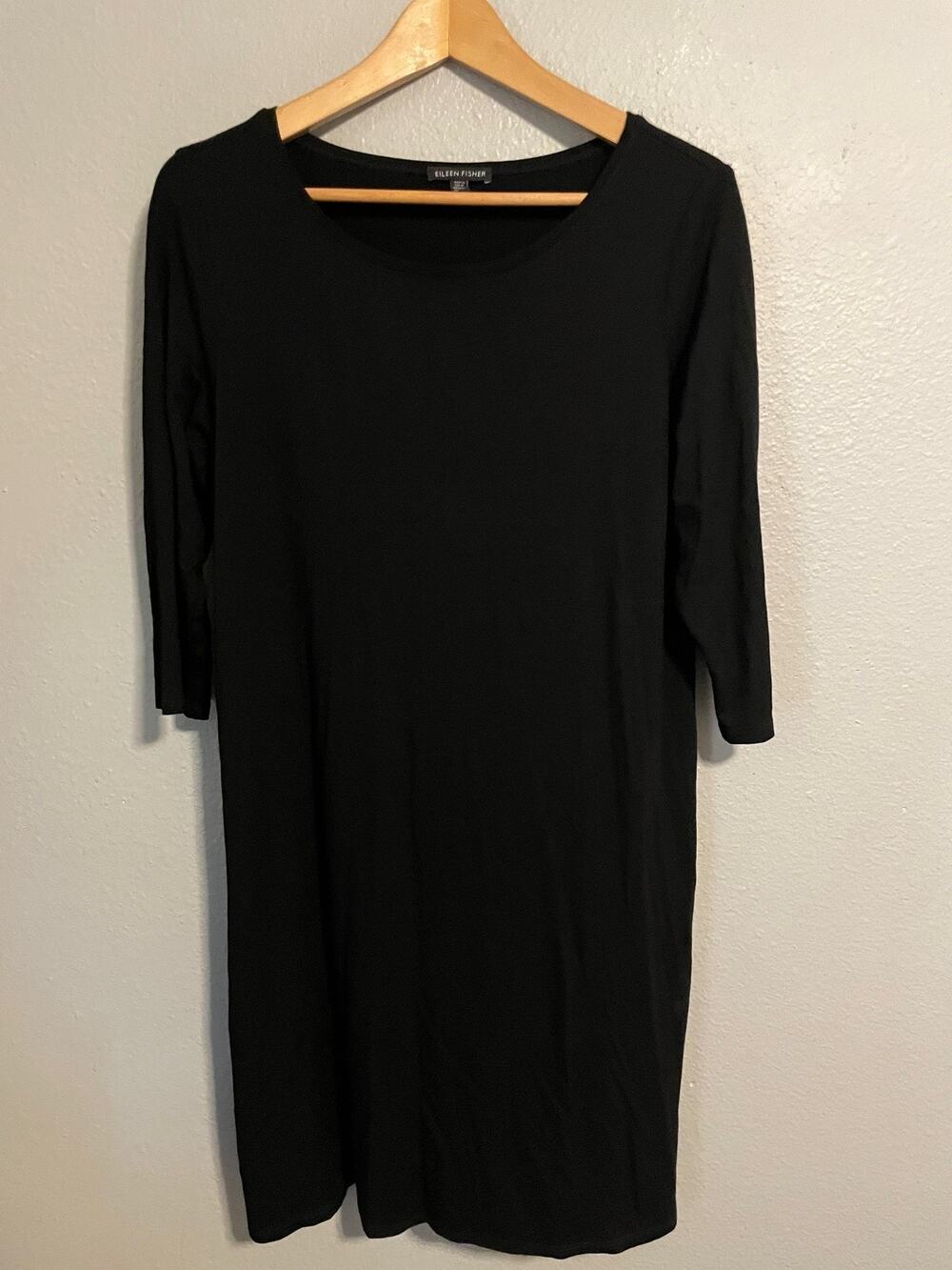 Eileen Fisher Womens Dress Size Medium 3/4 Sleeve Stretch Neutral Minimalist